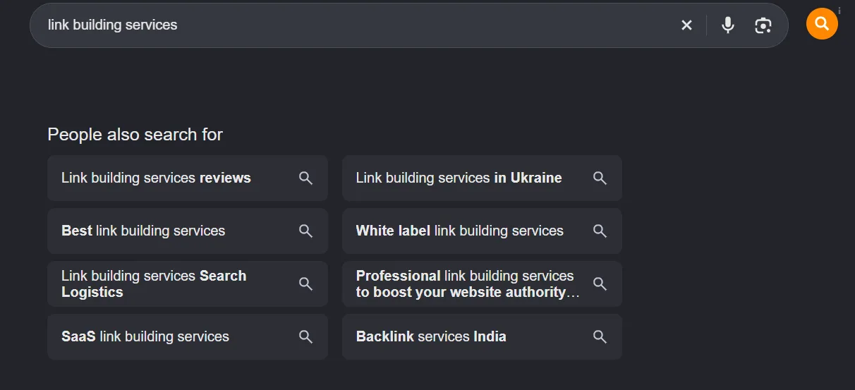 People also search for block for link building services